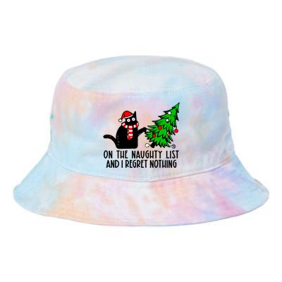 Christmas Tree Cat On The Naughty List And I Regret Nothing Gift Tie Dye Newport Bucket Hat