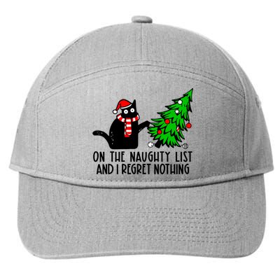 Christmas Tree Cat On The Naughty List And I Regret Nothing Gift 7-Panel Snapback Hat