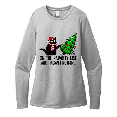 Christmas Tree Cat On The Naughty List And I Regret Nothing Gift Womens CVC Long Sleeve Shirt