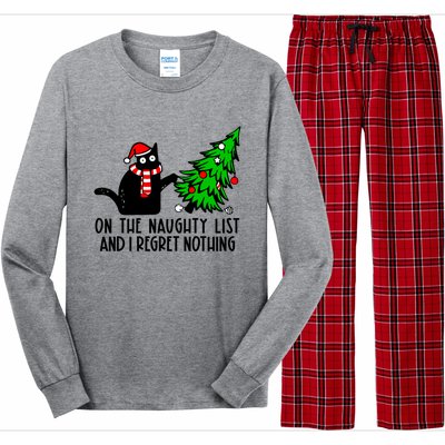 Christmas Tree Cat On The Naughty List And I Regret Nothing Gift Long Sleeve Pajama Set