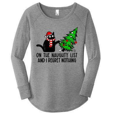 Christmas Tree Cat On The Naughty List And I Regret Nothing Gift Women's Perfect Tri Tunic Long Sleeve Shirt