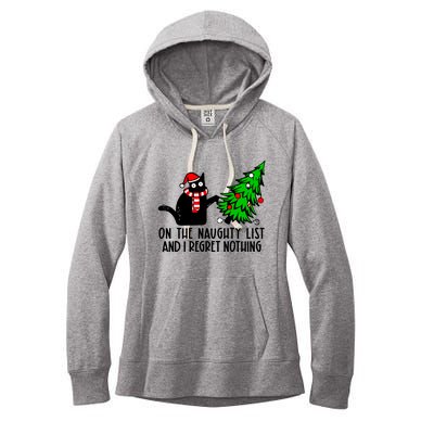 Christmas Tree Cat On The Naughty List And I Regret Nothing Gift Women's Fleece Hoodie