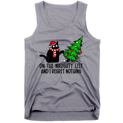 Christmas Tree Cat On The Naughty List And I Regret Nothing Gift Tank Top