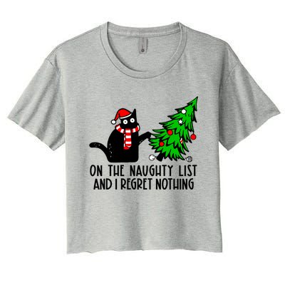 Christmas Tree Cat On The Naughty List And I Regret Nothing Gift Women's Crop Top Tee