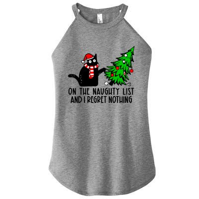 Christmas Tree Cat On The Naughty List And I Regret Nothing Gift Women's Perfect Tri Rocker Tank