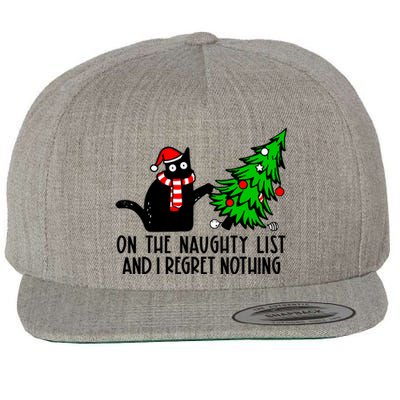 Christmas Tree Cat On The Naughty List And I Regret Nothing Gift Wool Snapback Cap