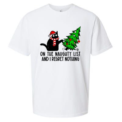 Christmas Tree Cat On The Naughty List And I Regret Nothing Gift Sueded Cloud Jersey T-Shirt