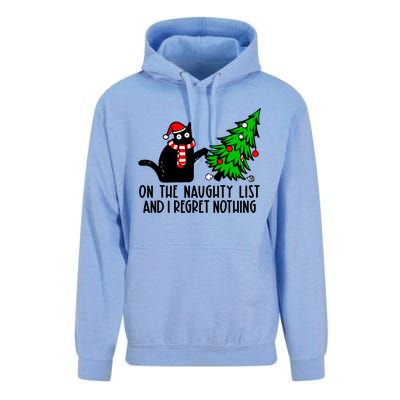 Christmas Tree Cat On The Naughty List And I Regret Nothing Gift Unisex Surf Hoodie