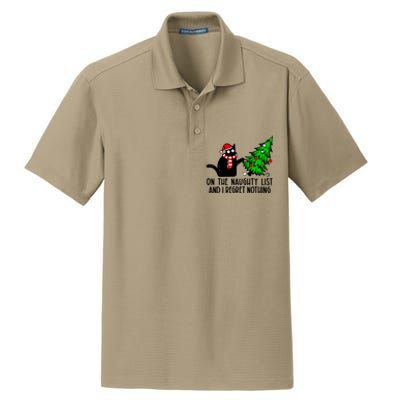 Christmas Tree Cat On The Naughty List And I Regret Nothing Gift Dry Zone Grid Polo