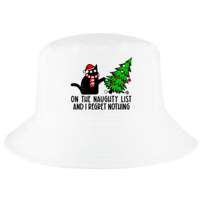 Christmas Tree Cat On The Naughty List And I Regret Nothing Gift Cool Comfort Performance Bucket Hat