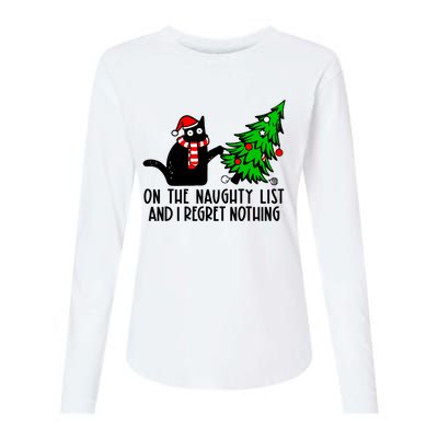 Christmas Tree Cat On The Naughty List And I Regret Nothing Gift Womens Cotton Relaxed Long Sleeve T-Shirt