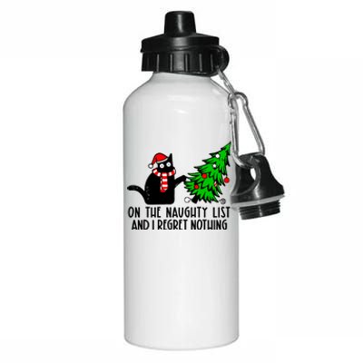 Christmas Tree Cat On The Naughty List And I Regret Nothing Gift Aluminum Water Bottle