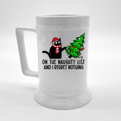 Christmas Tree Cat On The Naughty List And I Regret Nothing Gift Beer Stein