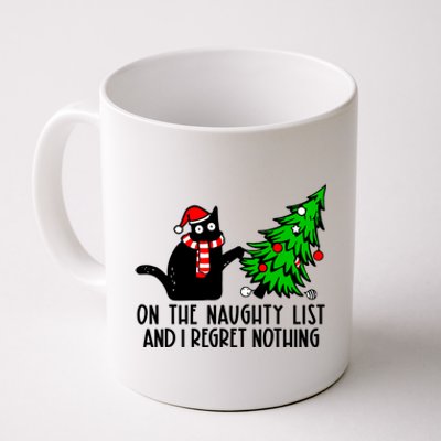 Christmas Tree Cat On The Naughty List And I Regret Nothing Gift Coffee Mug