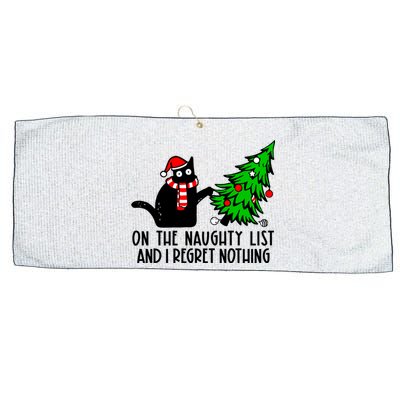 Christmas Tree Cat On The Naughty List And I Regret Nothing Gift Large Microfiber Waffle Golf Towel