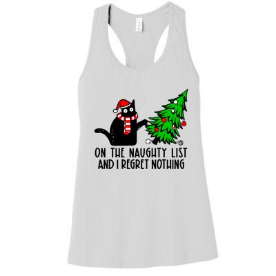 Christmas Tree Cat On The Naughty List And I Regret Nothing Gift Women's Racerback Tank