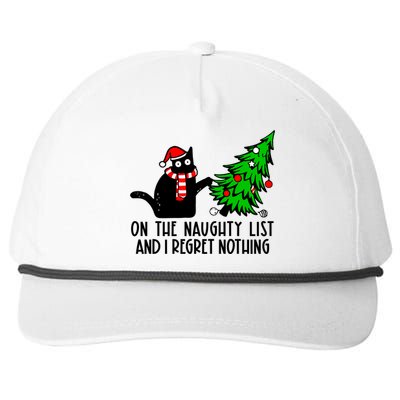 Christmas Tree Cat On The Naughty List And I Regret Nothing Gift Snapback Five-Panel Rope Hat