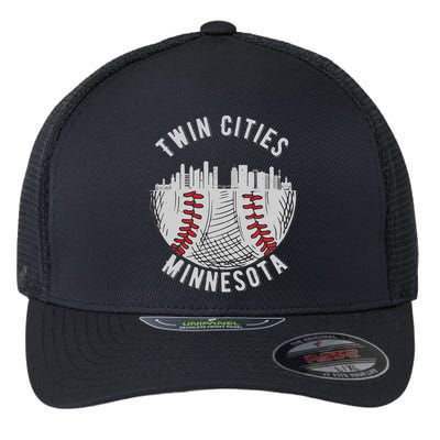 Cool Twin Cities Minnesota MN Baseball Skyline Flexfit Unipanel Trucker Cap