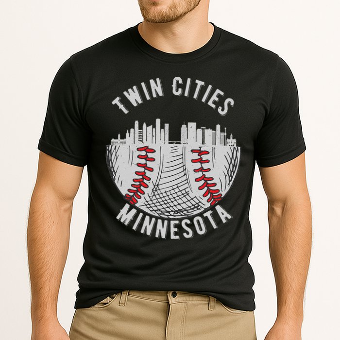 Cool Twin Cities Minnesota MN Baseball Skyline Cooling Performance Crew T-Shirt