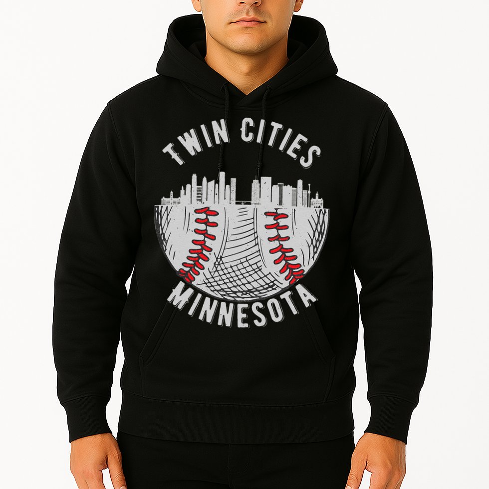 Cool Twin Cities Minnesota MN Baseball Skyline Hoodie