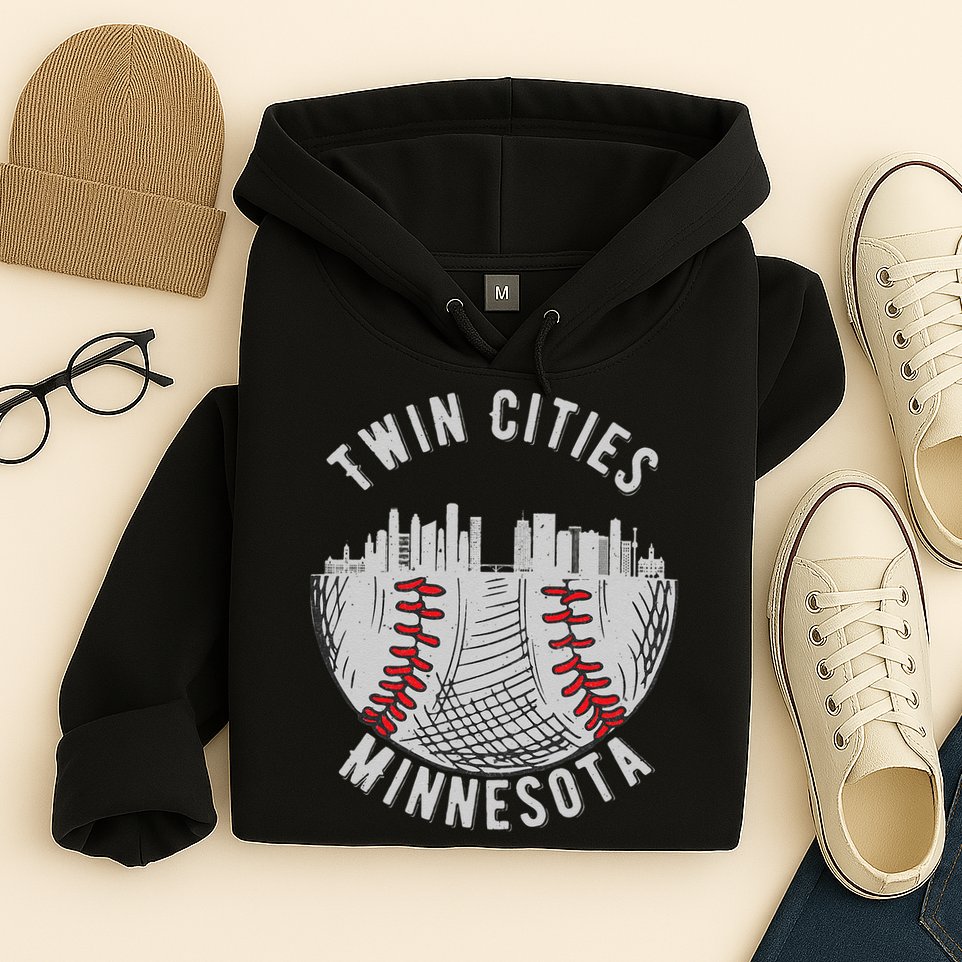Cool Twin Cities Minnesota MN Baseball Skyline Hoodie