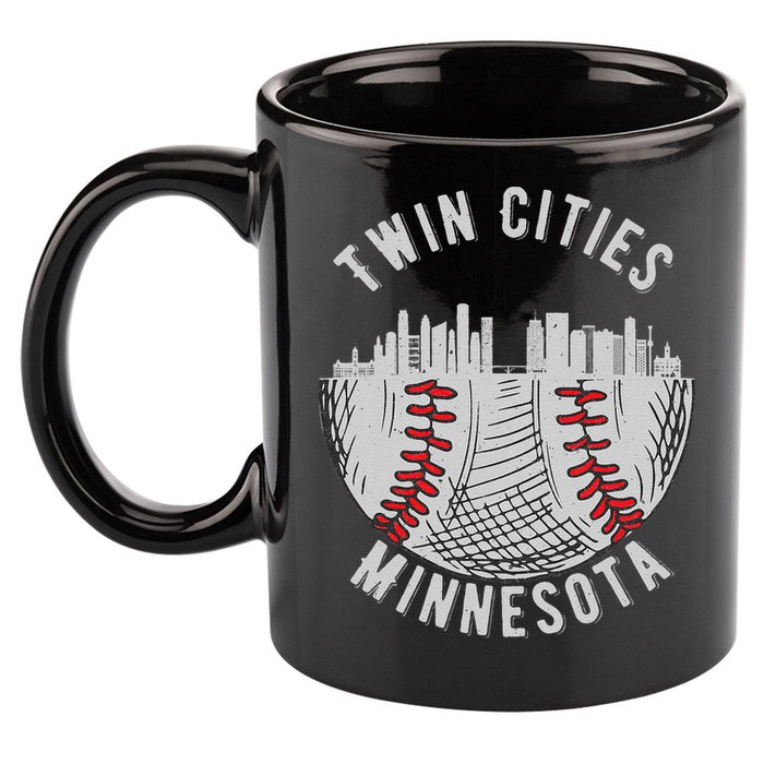 Cool Twin Cities Minnesota MN Baseball Skyline 11oz C Handle Ceramic Mug