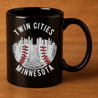 Cool Twin Cities Minnesota MN Baseball Skyline 11oz C Handle Ceramic Mug