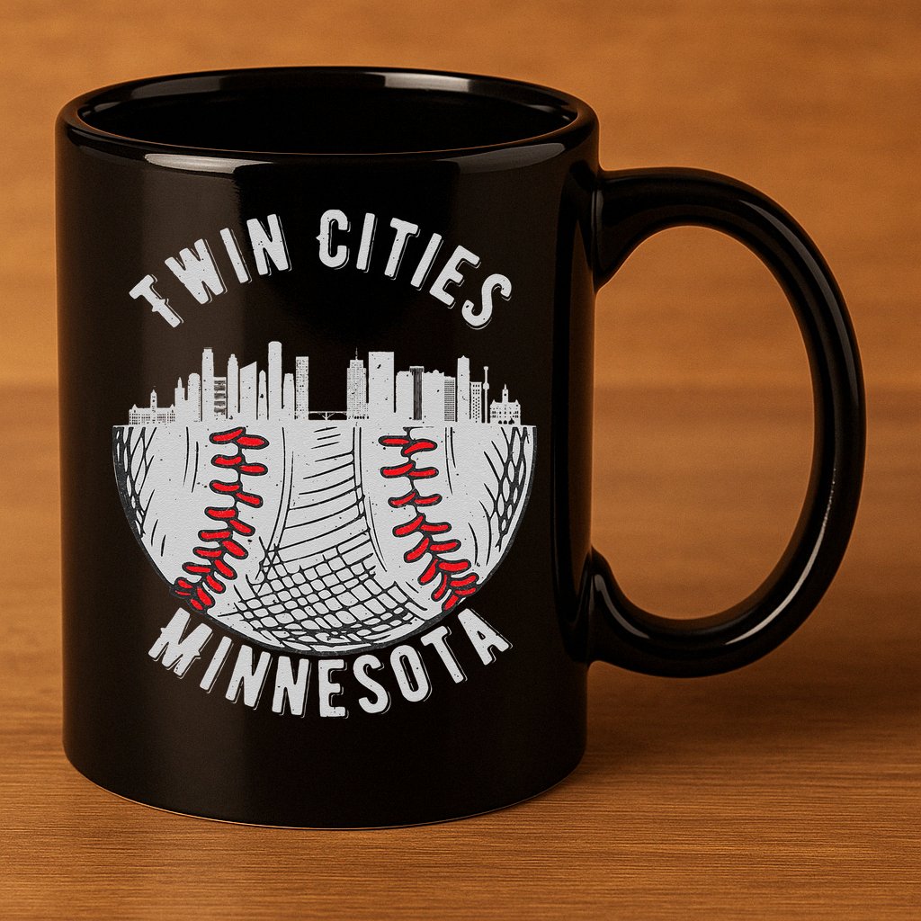 Cool Twin Cities Minnesota MN Baseball Skyline 11oz C Handle Ceramic Mug