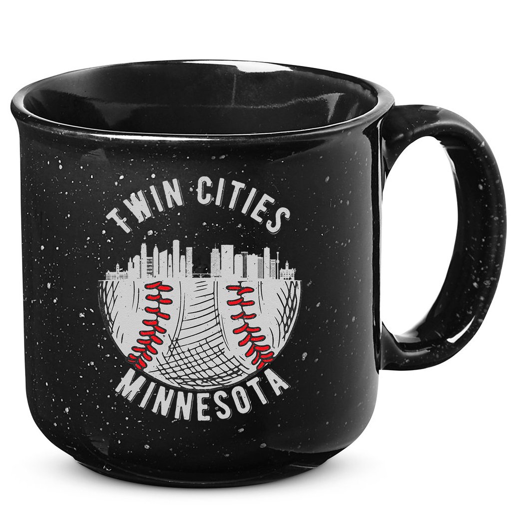 Cool Twin Cities Minnesota MN Baseball Skyline 15oz Campfire Ceramic Mug