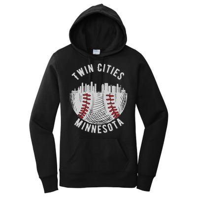 Cool Twin Cities Minnesota MN Baseball Skyline Women's Pullover Hoodie