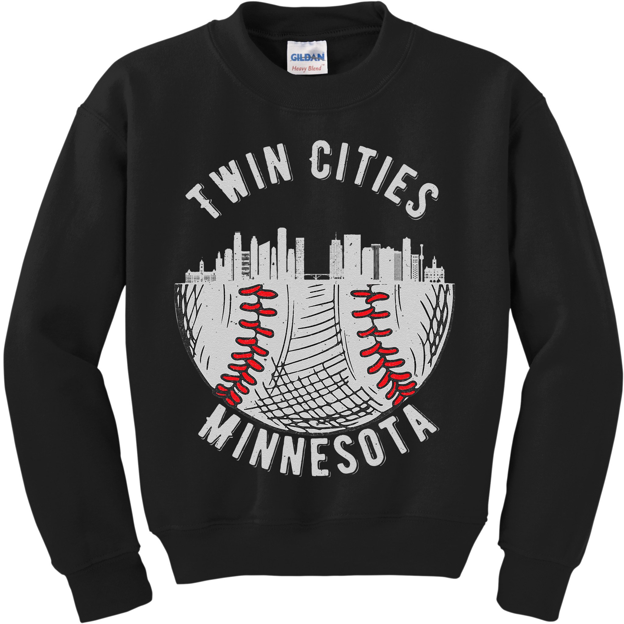 Cool Twin Cities Minnesota MN Baseball Skyline Kids Sweatshirt
