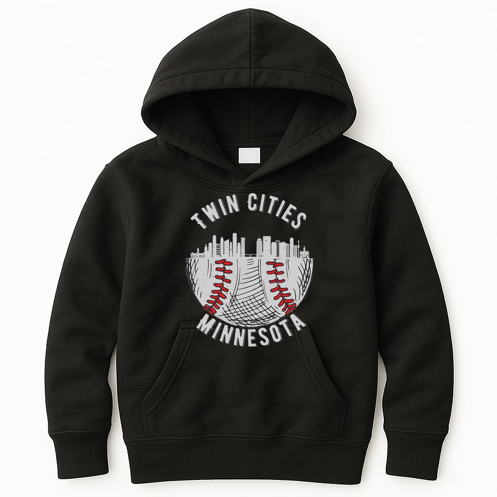 Cool Twin Cities Minnesota MN Baseball Skyline Kids Hoodie