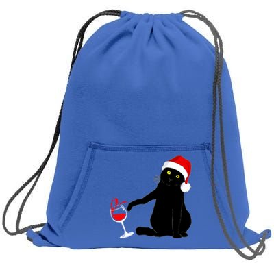 Cat Themed Christmas Sweater Wine Lovers Gift Sweatshirt Cinch Pack Bag