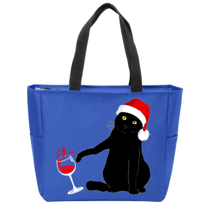 Cat Themed Christmas Sweater Wine Lovers Gift Zip Tote Bag