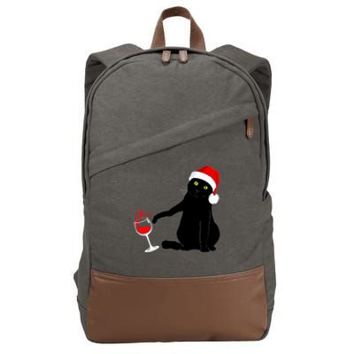 Cat Themed Christmas Sweater Wine Lovers Gift Cotton Canvas Backpack