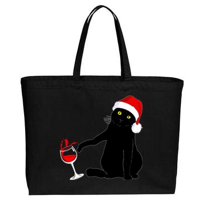 Cat Themed Christmas Sweater Wine Lovers Gift Cotton Canvas Jumbo Tote