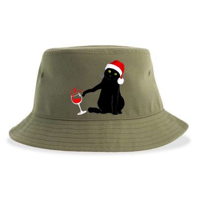 Cat Themed Christmas Sweater Wine Lovers Gift Sustainable Bucket Hat