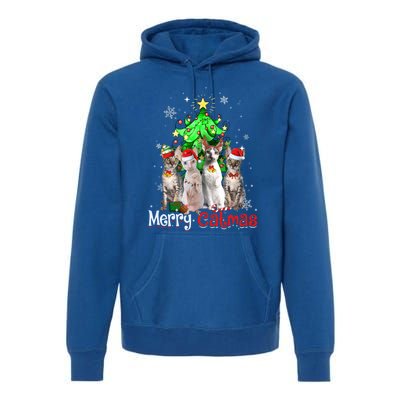 Christmas Tree Cornish Rex Cat Merry Catmas Xmas Cat Funny Gift Premium Hoodie