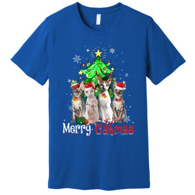 Christmas Tree Cornish Rex Cat Merry Catmas Xmas Cat Funny Gift Premium T-Shirt