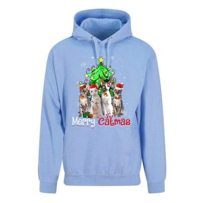 Christmas Tree Cornish Rex Cat Merry Catmas Xmas Cat Funny Gift Unisex Surf Hoodie