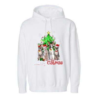 Christmas Tree Cornish Rex Cat Merry Catmas Xmas Cat Funny Gift Garment-Dyed Fleece Hoodie