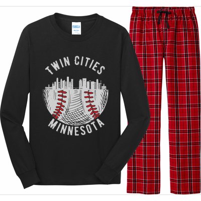 Cool Twin Cities Minnesota MN Baseball Skyline Long Sleeve Pajama Set