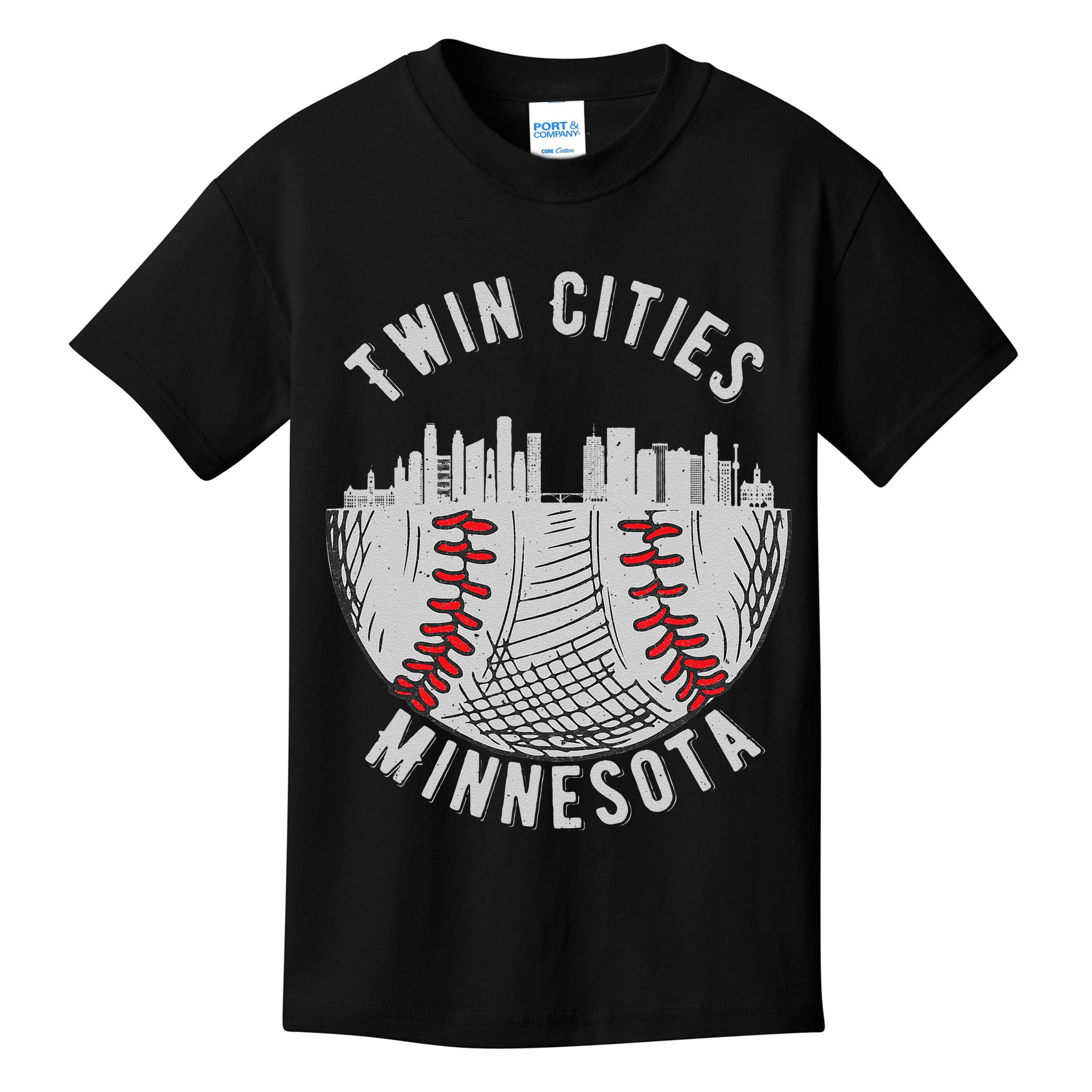 Cool Twin Cities Minnesota MN Baseball Skyline Kids T-Shirt