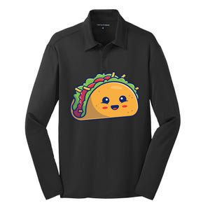 Cute Taco Cartoon Silk Touch Performance Long Sleeve Polo