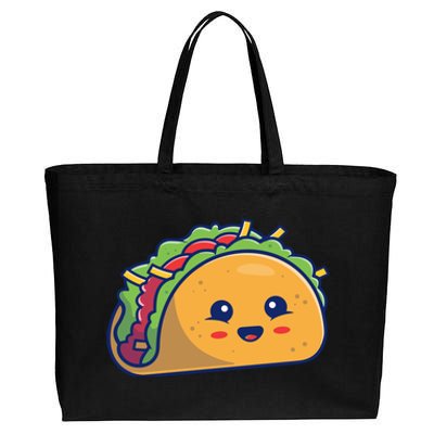 Cute Taco Cartoon Cotton Canvas Jumbo Tote