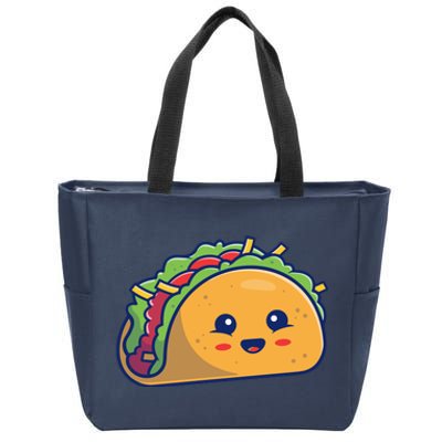 Cute Taco Cartoon Zip Tote Bag