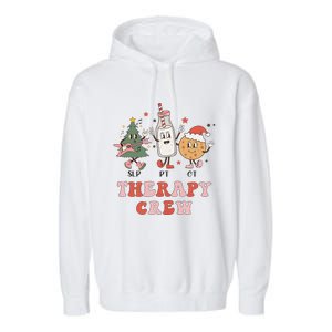 Christmas Therapy Crew SLP OT PT Cookies & Milk Garment-Dyed Fleece Hoodie