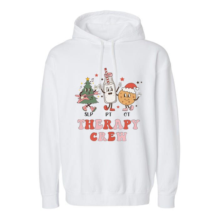 Christmas Therapy Crew SLP OT PT Cookies & Milk Garment-Dyed Fleece Hoodie