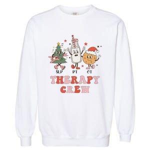 Christmas Therapy Crew SLP OT PT Cookies & Milk Garment-Dyed Sweatshirt