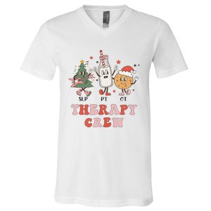 Christmas Therapy Crew SLP OT PT Cookies & Milk V-Neck T-Shirt